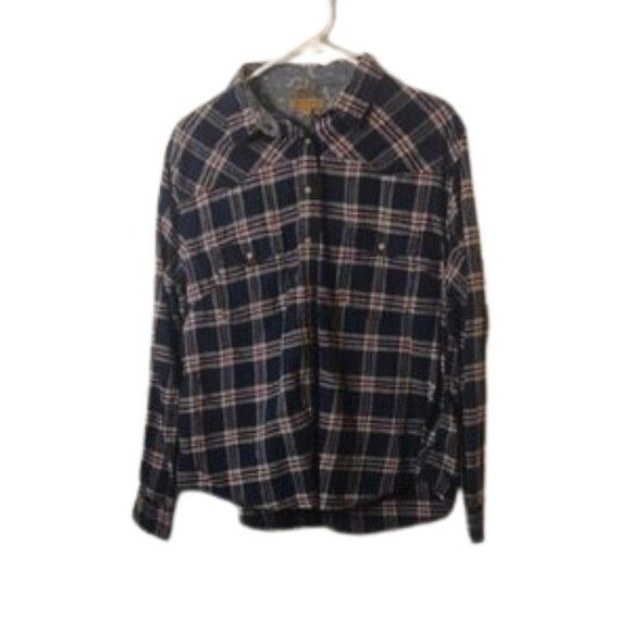 JACHS Girlfriend Navy and White Plaid Shirt - Picture 1 of 7